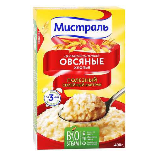 Хлопья Мистраль овсяные цельнозерновые 400 г в Бристоль