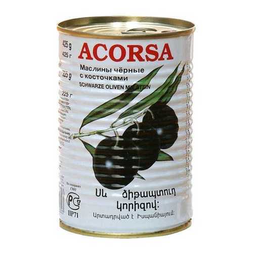 Маслины Acorsa черные крупные с косточкой 425 г в Бристоль