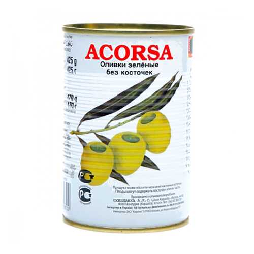 Оливки Acorsa зеленые крупные без косточки 425 г в Бристоль