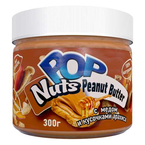 Арахисовая паста POP Nuts Peanut Butter с медом и кусочками арахиса, 300 г в Бристоль