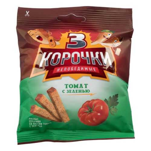 Сухарики ржаные Три корочки томат с зеленью 40 г в Бристоль