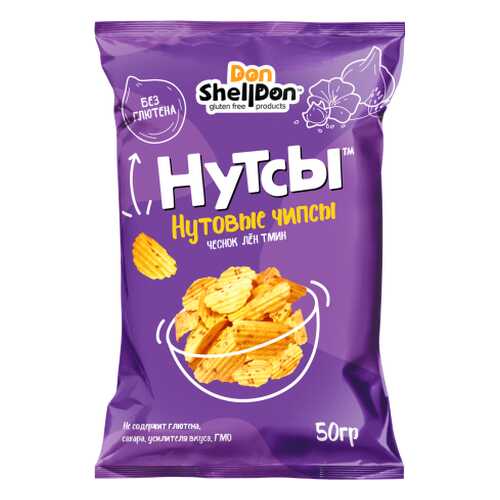 Чипсы Don Shelldon Нутсы нутовые со вкусом чеснока, льна и тмина 50 г в Бристоль