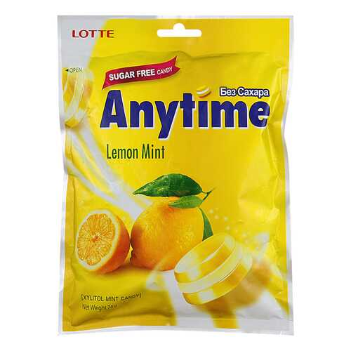 Карамель леденцовая anytime Lotte лимон и мята 74 г в Бристоль
