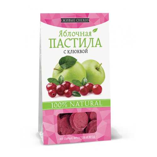 Яблочная пастила Живые снеки с клюквой 4*35 г в Бристоль