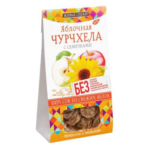 Чурчхела яблочная Живые снеки с семечками 90 г в Бристоль
