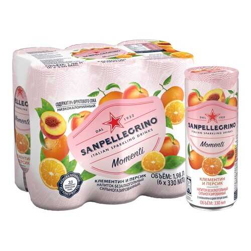 Газированный напиток Sanpellegrino Momenti с соком мандарин и персик 6 шт по 0.33 мл в Бристоль